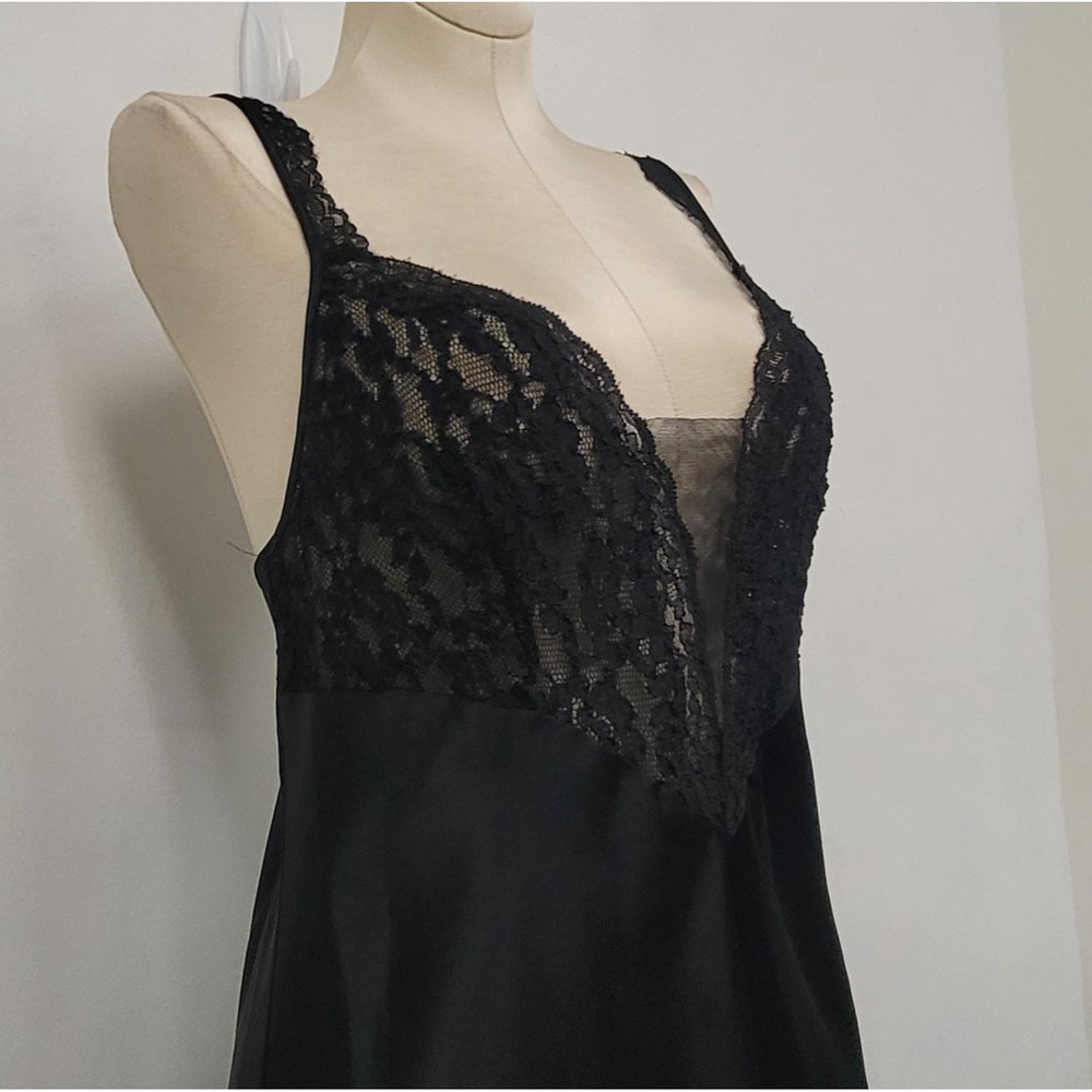 Vintage Victoria Secret Gold Label Womens Maxi‎ Slip Dress Size M Black Lacey - Picture 2 of 11